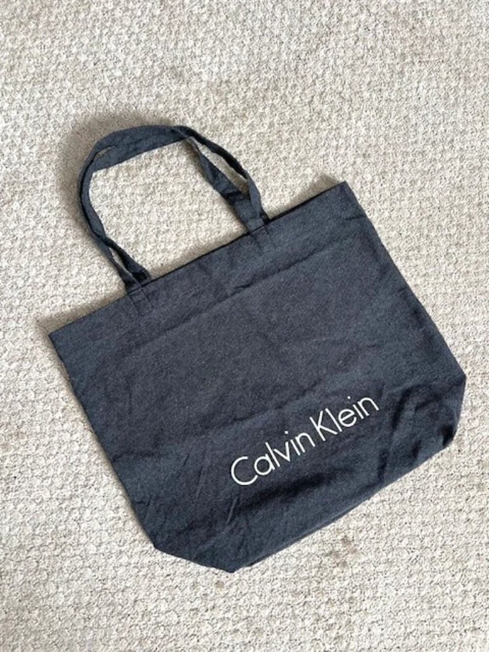 Calvin Klein Weekender Large Tote Bag Thin Canvas Grey Upcycled Cotton